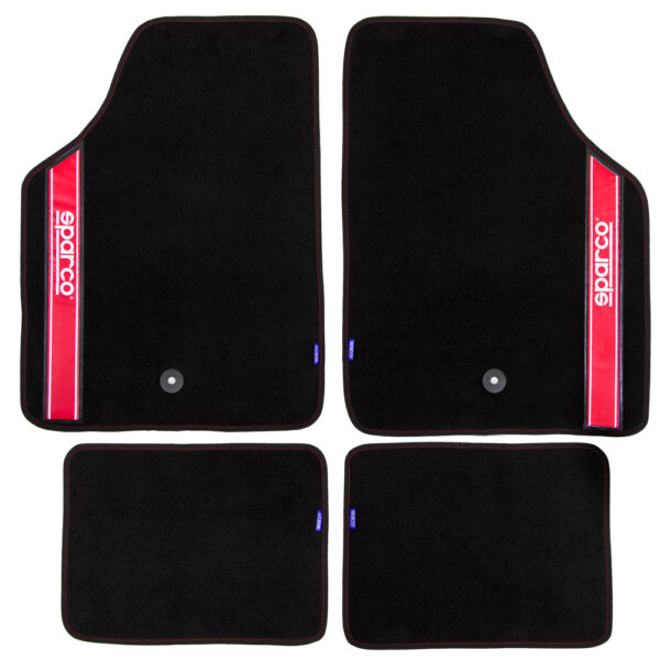 SPARCO UNIVERSAL 5PCS CAR MATS B BLACK/RED