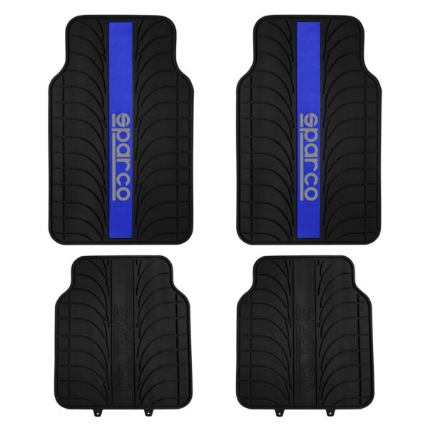SPARCO UNIVERSAL 4PCS PVC CAR MAT SET BLACK/BLUE