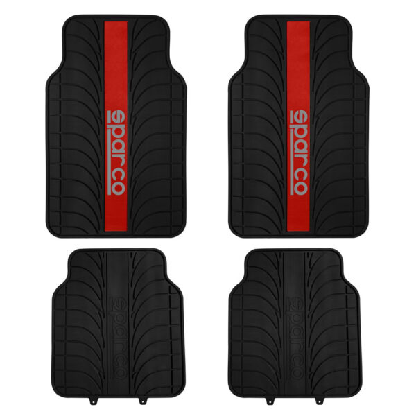SPARCO UNIVERSAL 4PCS PVC CAR MAT SET BLACK/RED