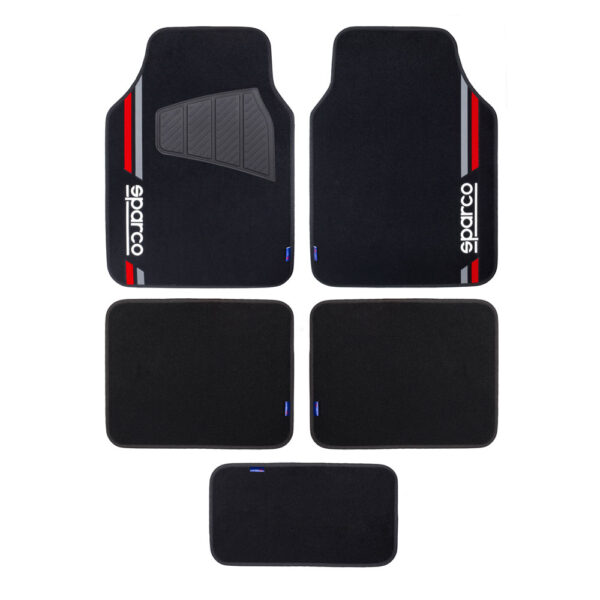SPARCO CARPET CAR MATS, BLACK/RED, 5PCS/SET