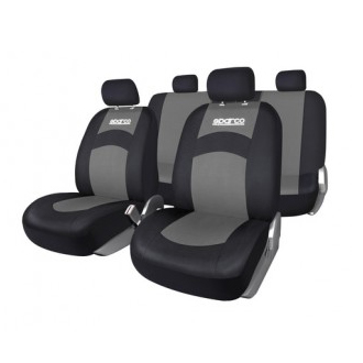 SPARCO UNIVERSAL SEAT COVER SET POLYESTER AND BLACK/GREY_PVC BAG+COLOR CARD