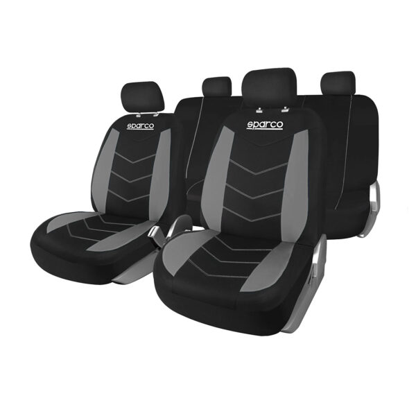 SPARCO UNIVERSAL SEAT COVER SET POLYESTER BLACK/GREY 9PCS