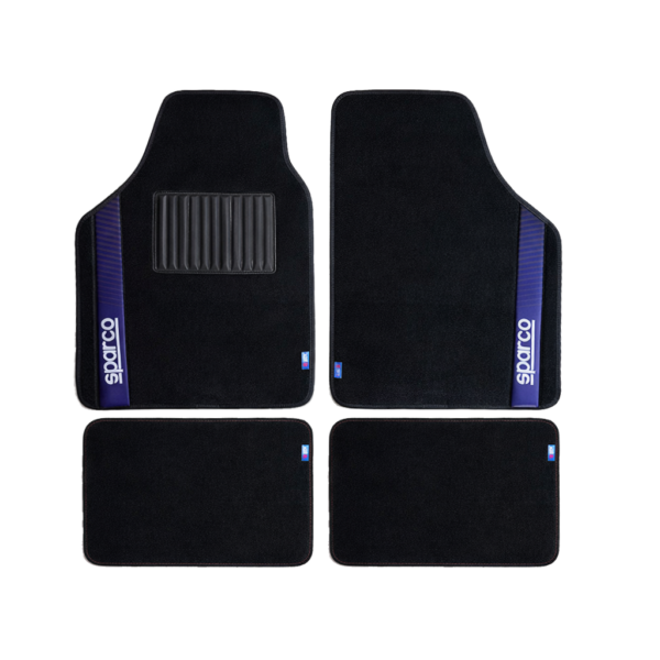 Sparco Carpet Car Mats Set, Black/Blue
