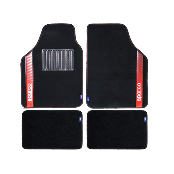 Sparco Carpet Car Mats Set, Black/Red
