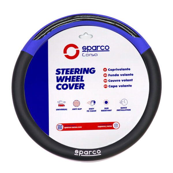 Sparco Steering Wheel Cover, Black/Blue ,TPU logo,