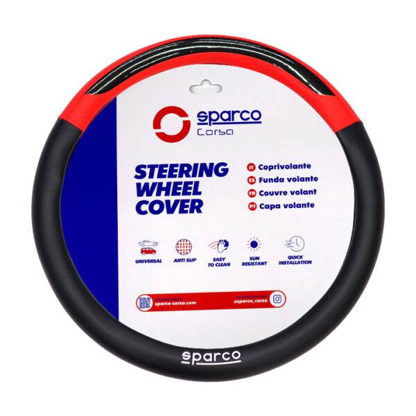 Sparco Steering Wheel Cover, Black/Red ,TPU logo,